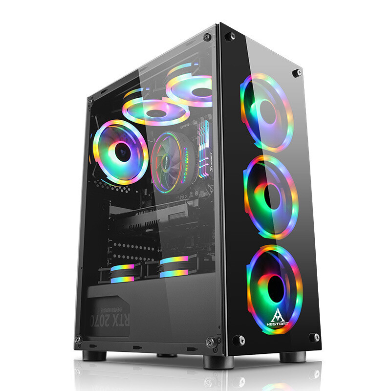 Aurora Desktop Computer Double-sided Tempered Glass Game Large Chassis ATX Bottom Power Supply Back Routing USB3.0