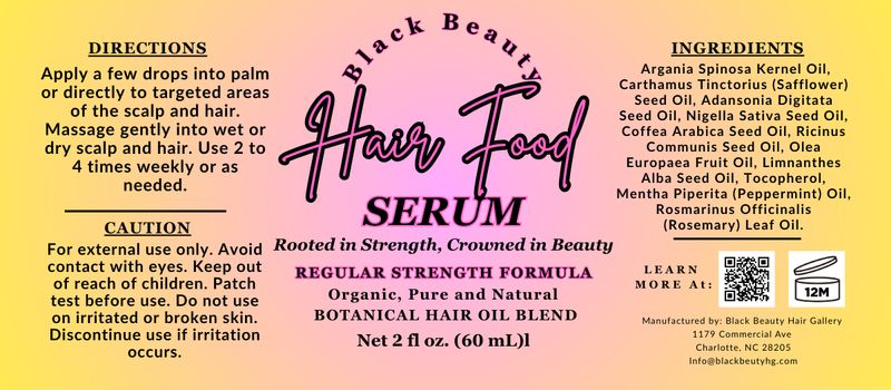 Black Beauty Hair Food Serum, Regular Strength Formula
