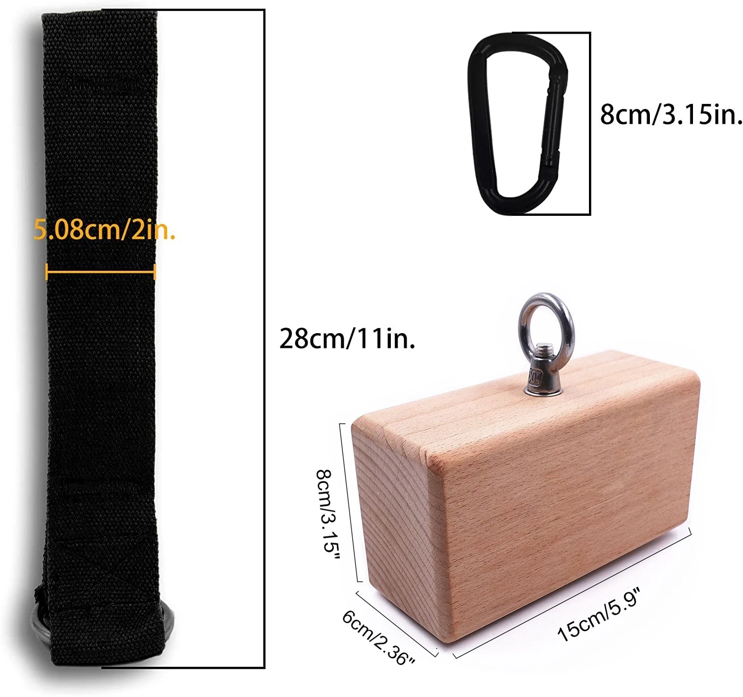 Wooden Pinch Block with Heavy Duty Strap