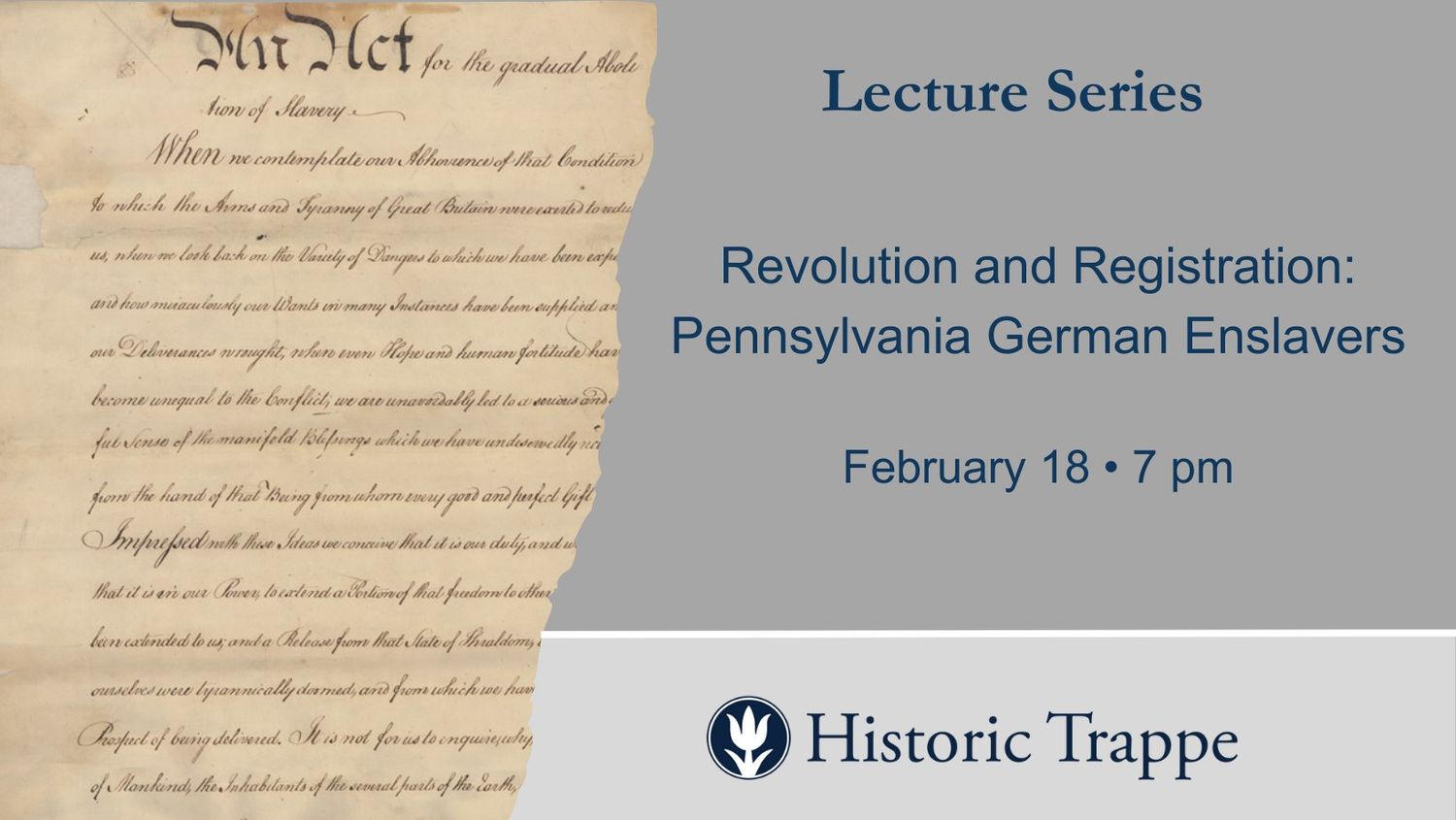 Recording of Revolution and Registration: Pennsylvania German Enslavers Lecture by James M. Beidler