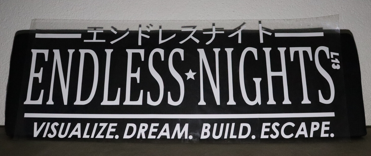 Endless Nights Windschutzscheibe Banner Schwarz