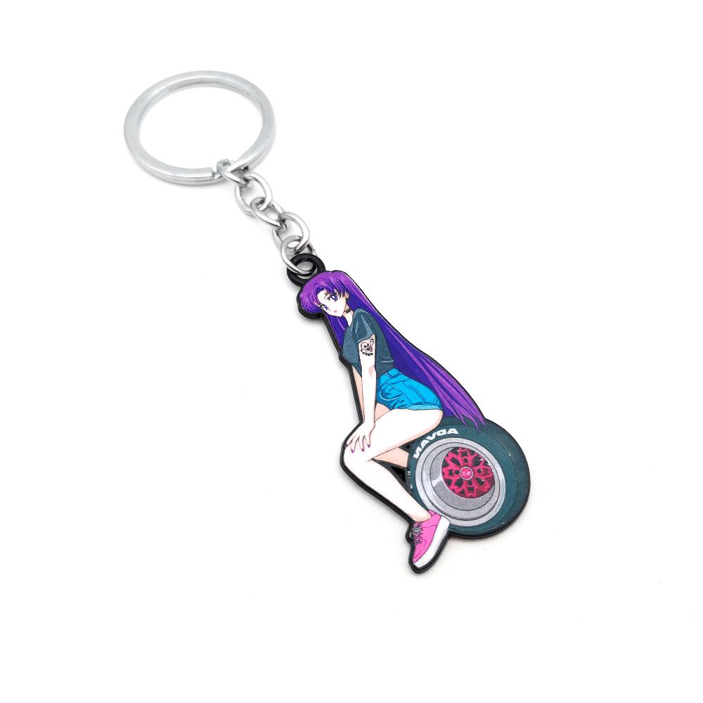 JDM Girl Purple Gummi Schlüsselanhänger