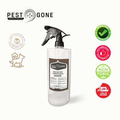 Pest Gone Fleas and Ticks Treatment Odorless Non Toxic Spray 1 Liter (Prevention &amp; Cure)
