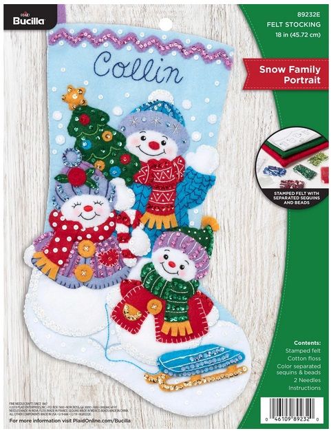 Snow Family Portrait ~ OPEN with Felt Pieces Cut Out