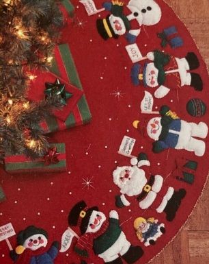 Bucilla Cheerful Snowmen Tree Skirt 84275 Bucilla Cheerful Snowmen Tree Skirt 84275