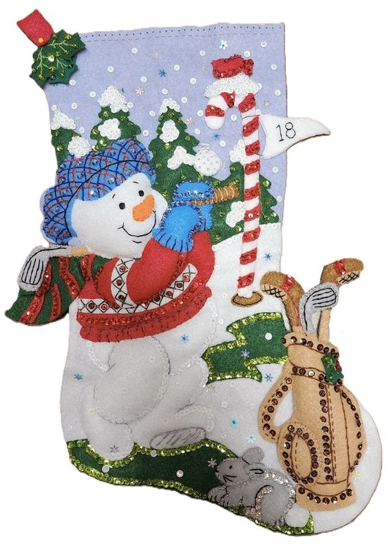 Golfing Snowman - Completed Stocking
