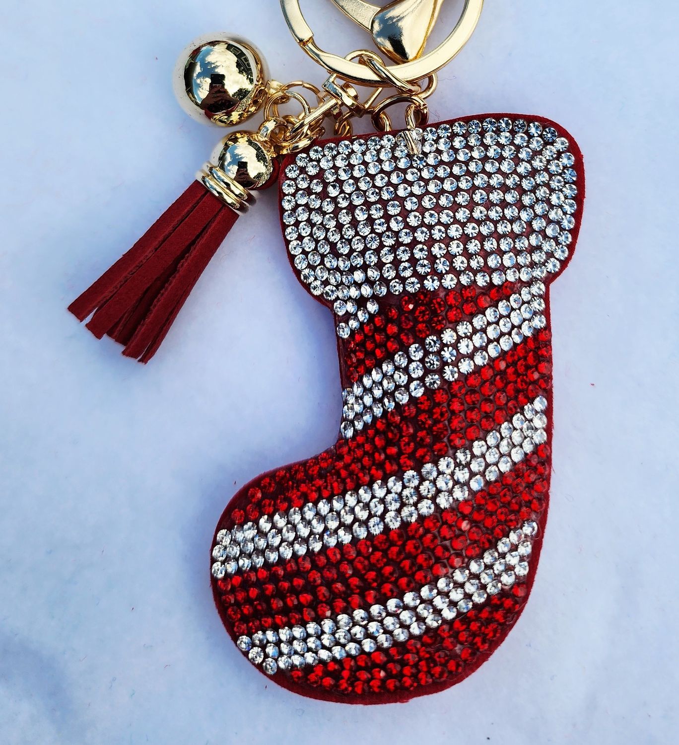 Jeweled Christmas Stocking Charm / Key Chain