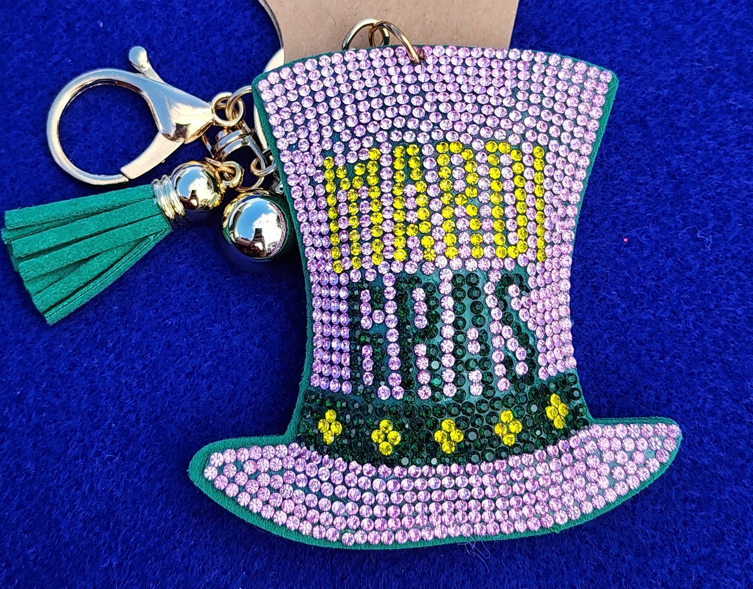 Jeweled Mardi Gras Top Hat Charm / Key Chain
