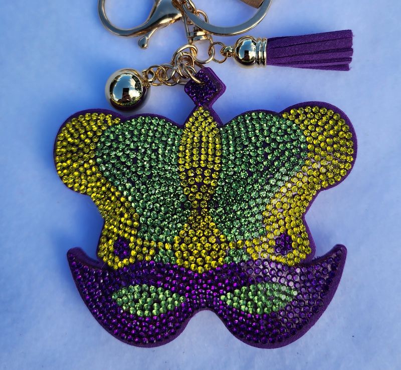 Jeweled Mardi Gras Mask Charm / Key Chain Jeweled Mardi Gras Mask Charm / Key Chain