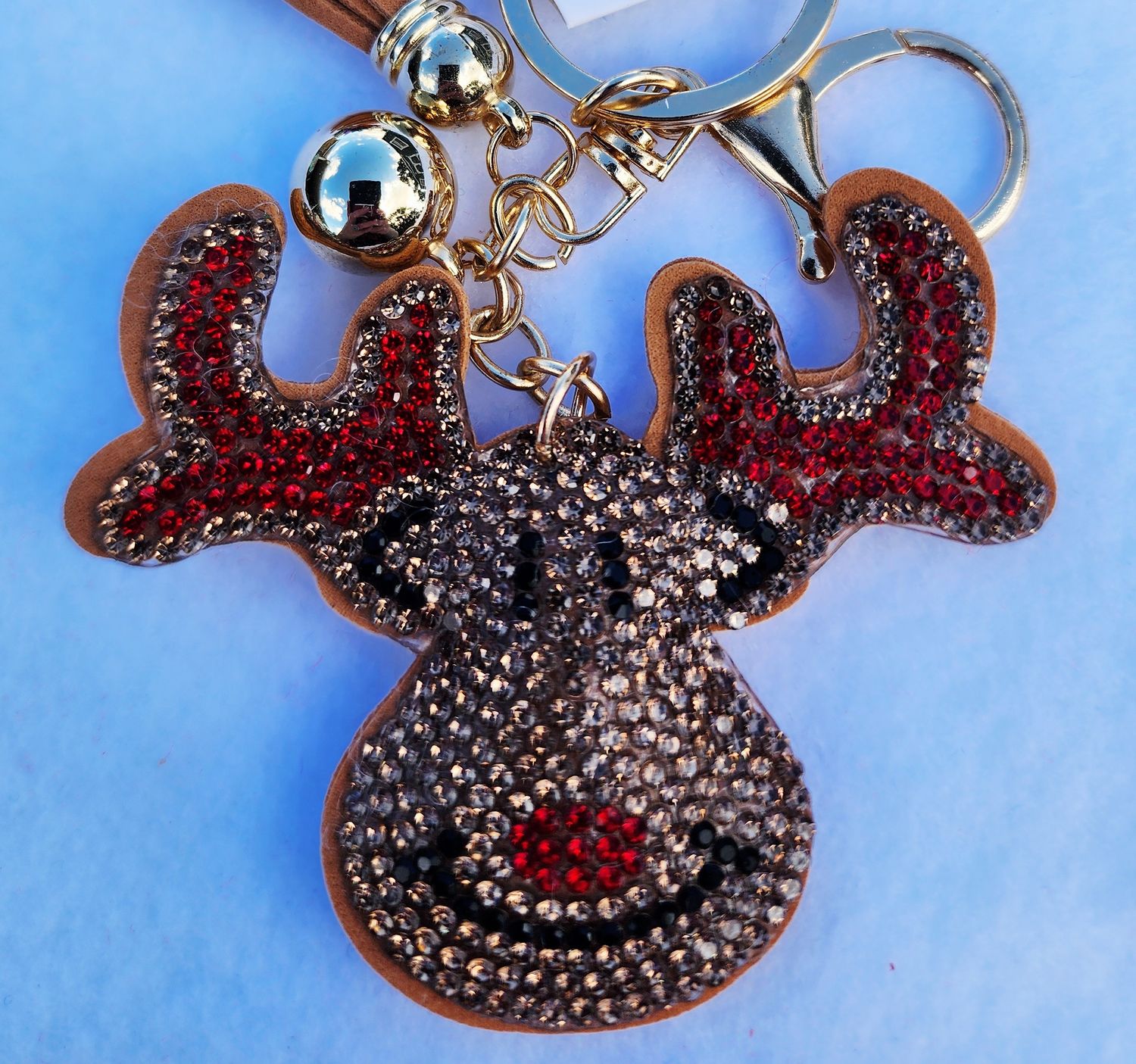 Jeweled Christmas Reindeer Rudolph Charm / Key Chain #2