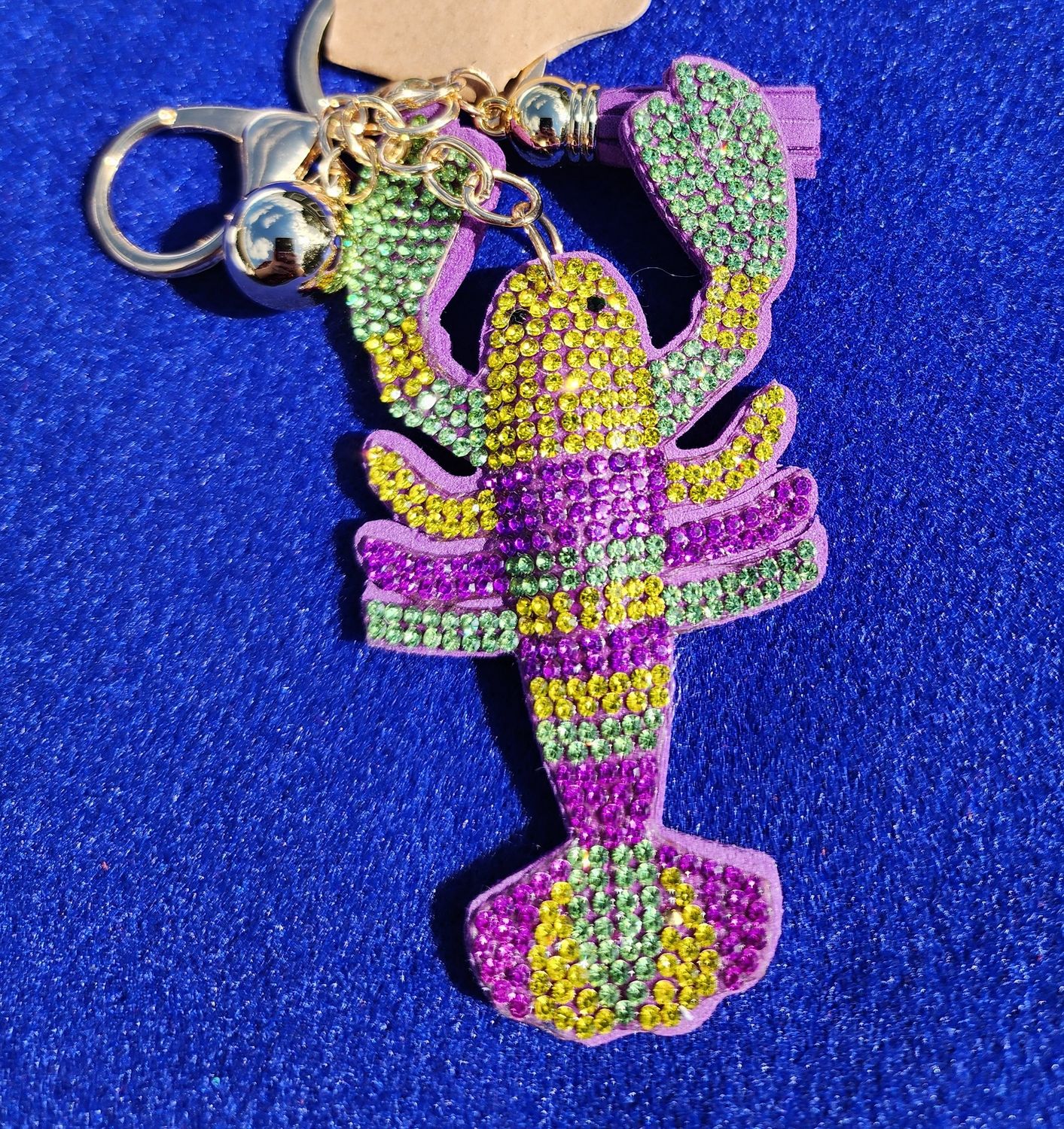 Jeweled Mardi Gras Crawfish Charm / Key Chain