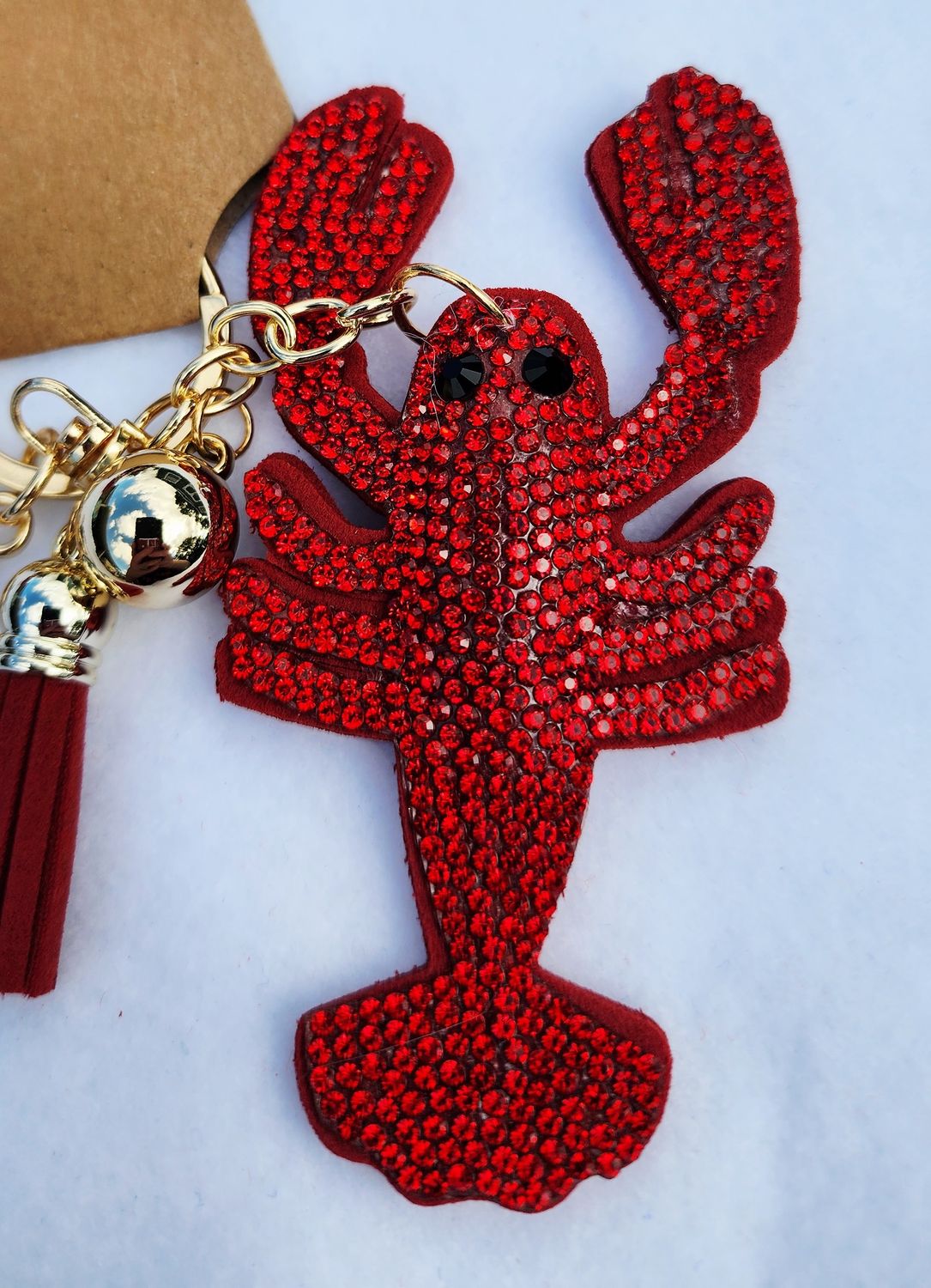 Jeweled Crawfish Charm / Key Chain