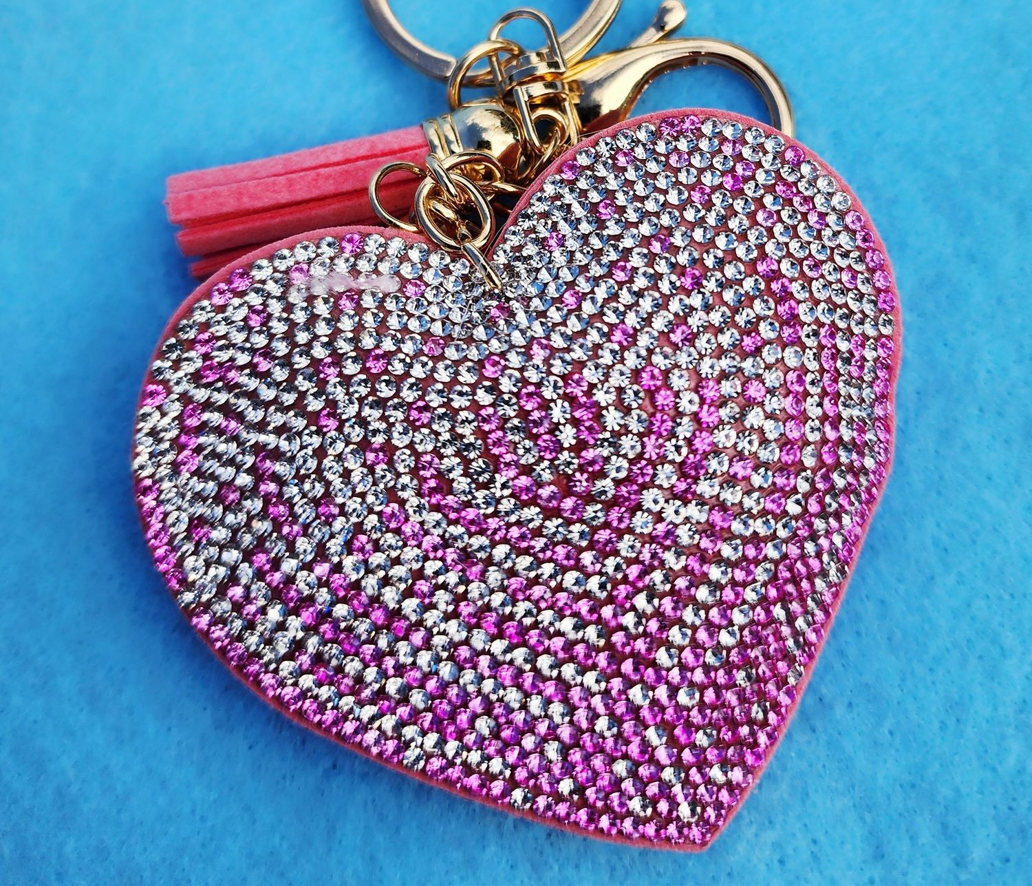Jeweled Pink Heart Charm / Key Chain