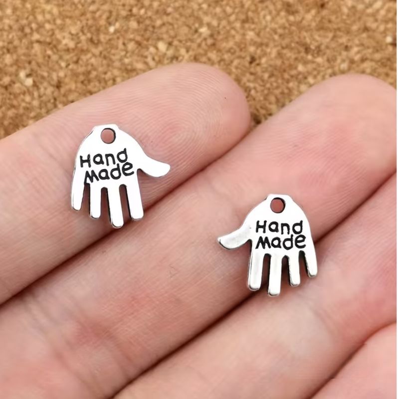 20pcs 12x12.8mm hand palm charms lettering "handmade" Pendant DIY Beading Beads