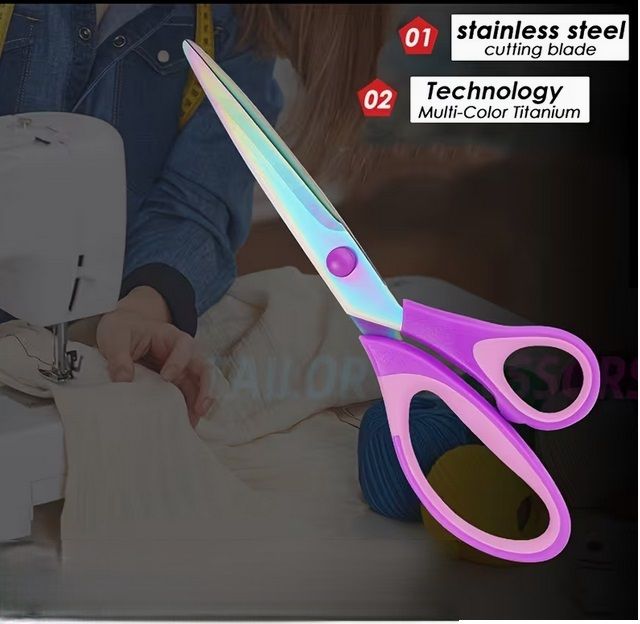 Heavy Duty Office Scissors Titanium Coated Good for Calico Fabric Purple Rainbow