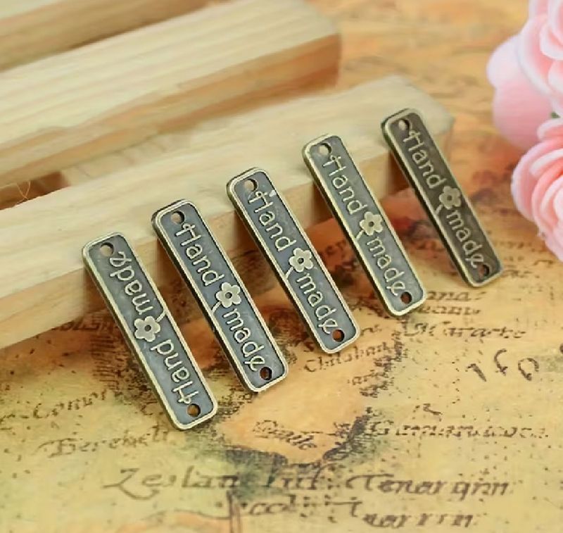 30pcs Antique Brass Color Handmade rectangular tags charms