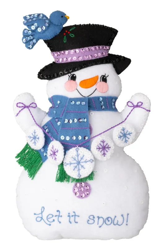 Let it Snow Door Stop Bucilla Felt Applique Kit Christmas Decor - RETIRED PATTERN