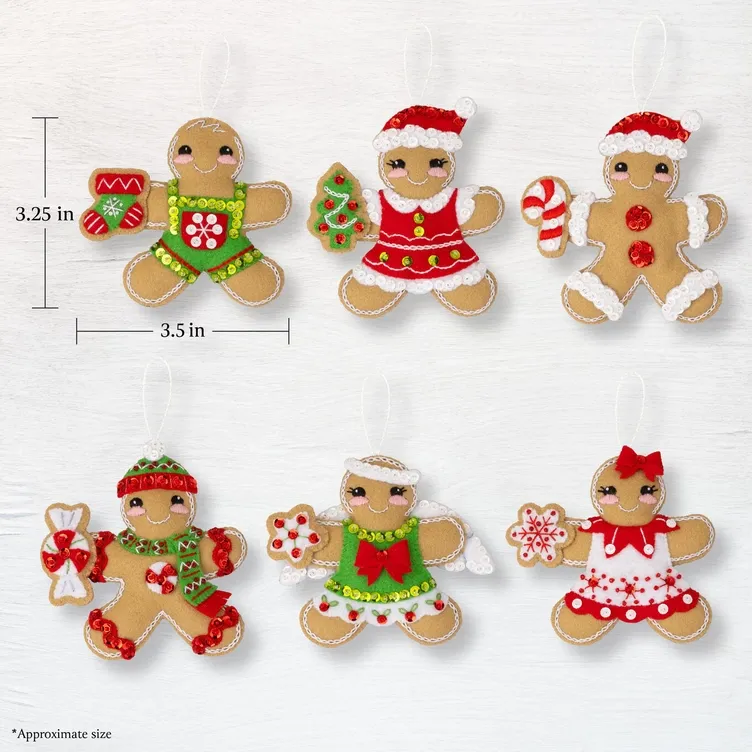 Dressed Up Gingerbread 89644E Bucilla Felt Christmas Ornament Kit Dressed Up Gingerbread 89644E Bucilla Felt Christmas Ornament Kit
