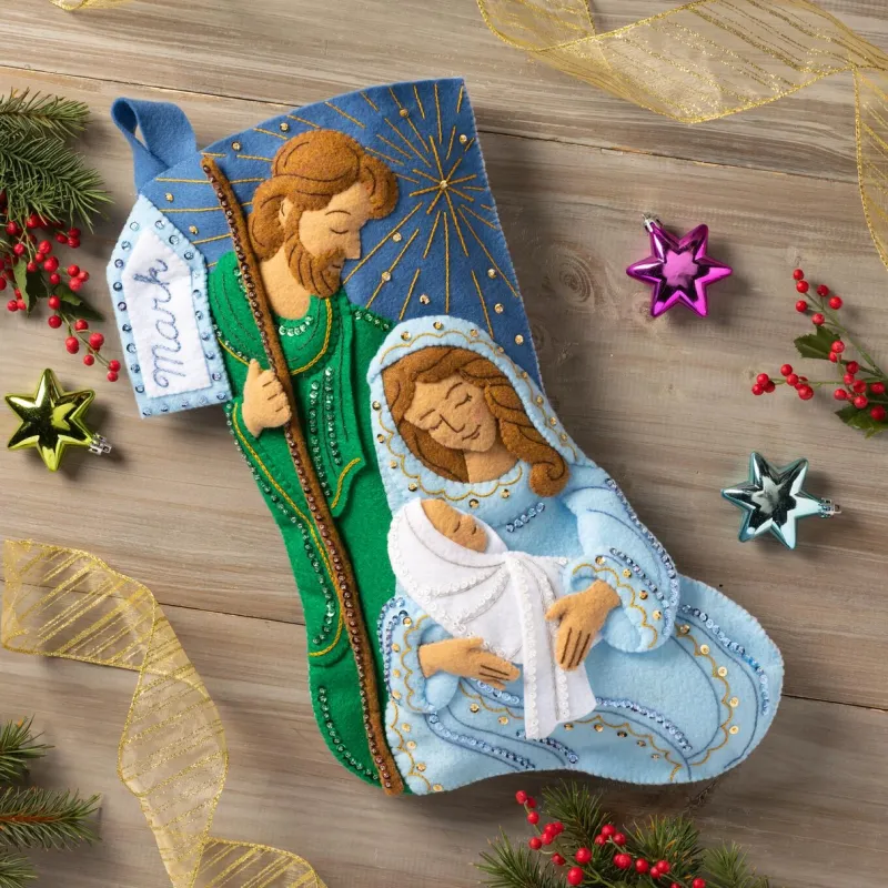 Peaceful Nativity - 89601E - Bucilla 18" Felt Christmas Stocking Kit - RETIRED