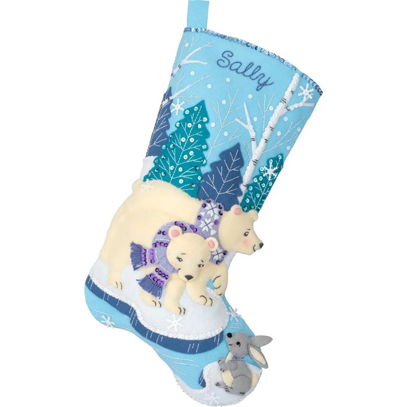 Polar Bear Pair - 89802E 18" Bucilla Felt Christmas Stocking Kit Polar Bear Pair - 89802E 18" Bucilla Felt Christmas Stocking Kit