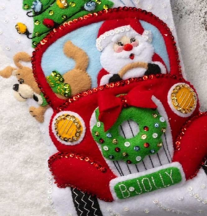 Jolly Deliveries 89552E - 18" Bucilla Felt Christmas Stocking Kit