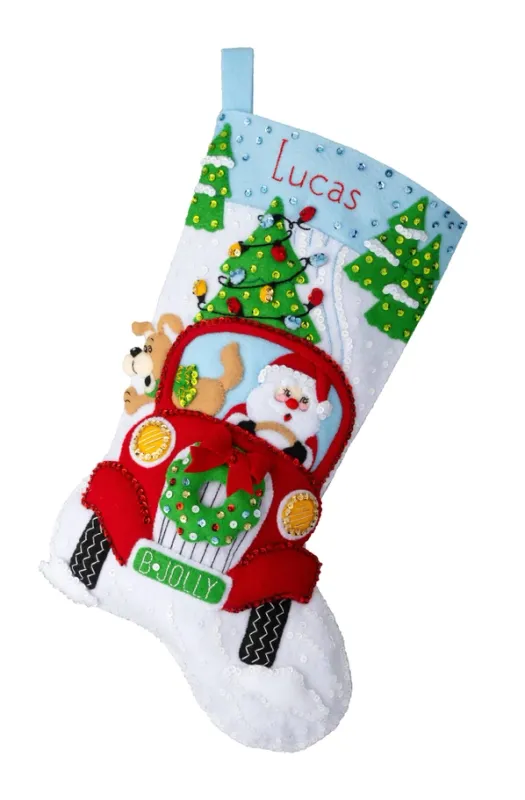 Jolly Deliveries 89552E - 18" Bucilla Felt Christmas Stocking Kit Jolly Deliveries 89552E - 18" Bucilla Felt Christmas Stocking Kit