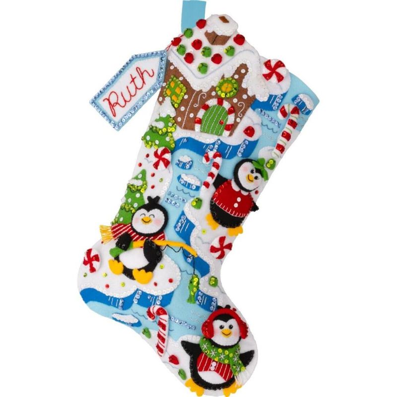 Winterland Penguins - 89627E Bucilla 18" Felt Christmas Stocking Kit Winterland Penguins - 89627E Bucilla 18" Felt Christmas Stocking Kit