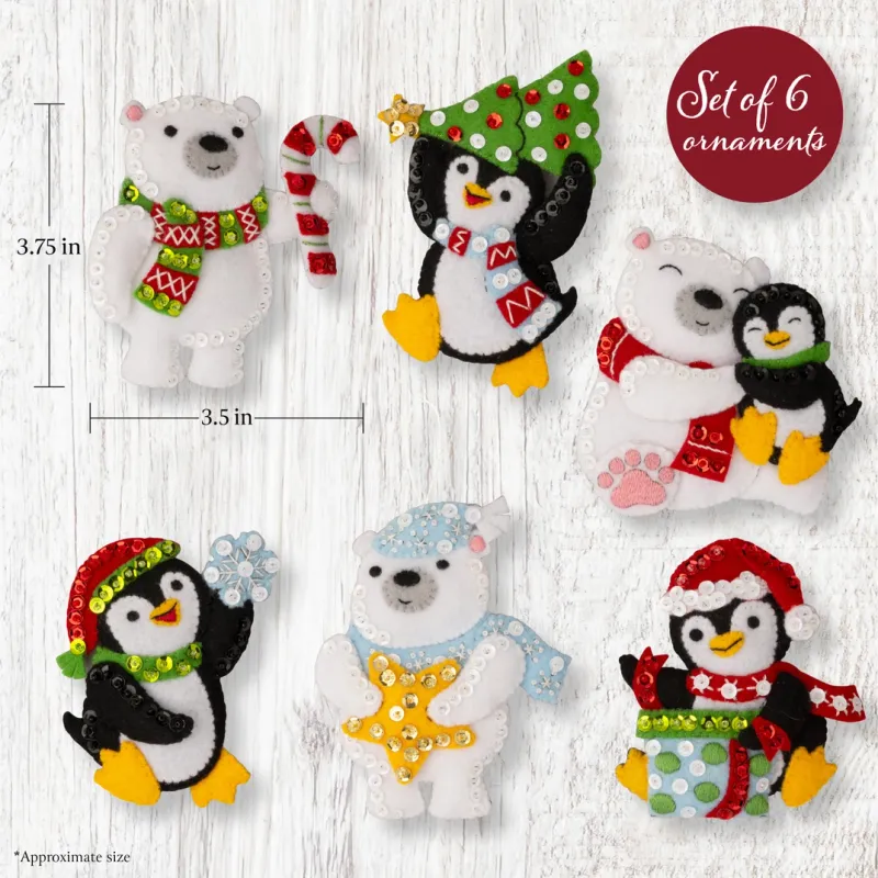 Polar Pals 89752E Bucilla Felt Christmas Ornament Kit Polar Pals 89752E Bucilla Felt Christmas Ornament Kit