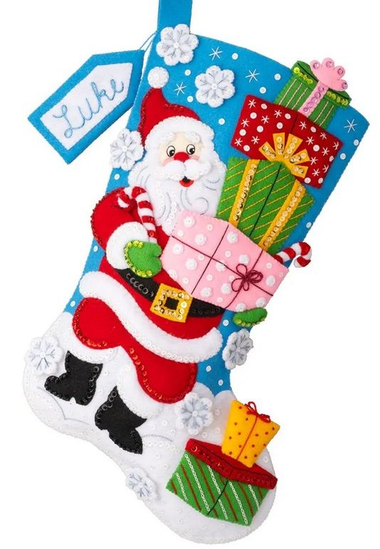 Santa's Gift Galore - 89560E Bucilla 18" Felt Christmas Stocking Kit Santa's Gift Galore - 89560E Bucilla 18" Felt Christmas Stocking Kit