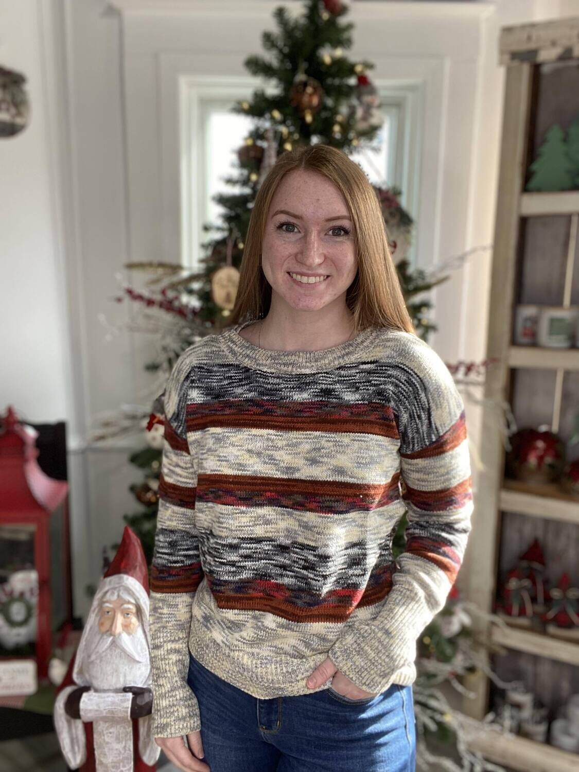Grey Multi Sweater with button Detail