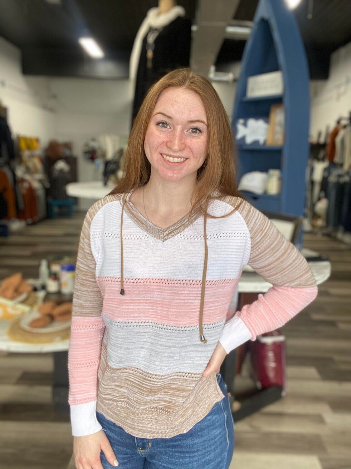 Color Block Knit Hoodie