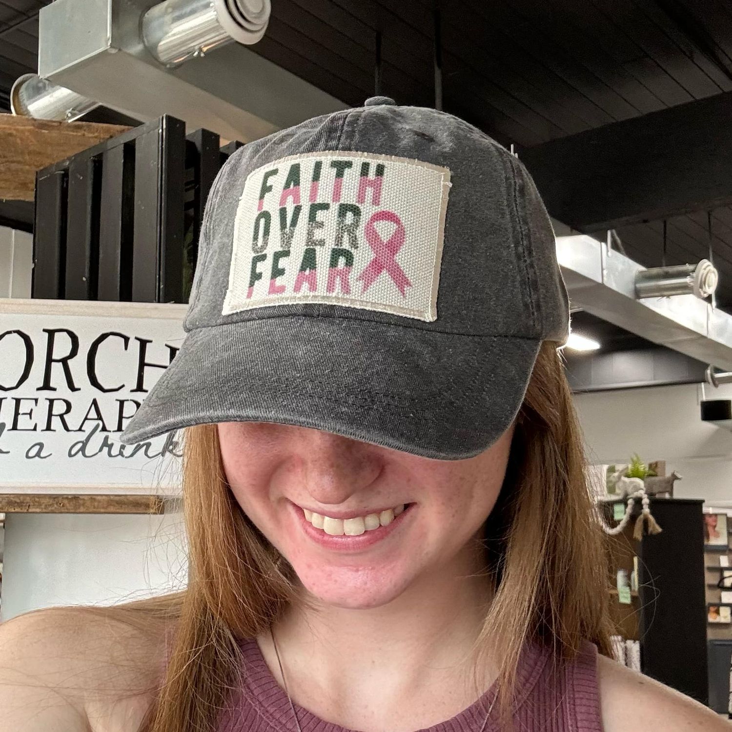 Faith Over Fear Breast Cancer Awareness Hat
