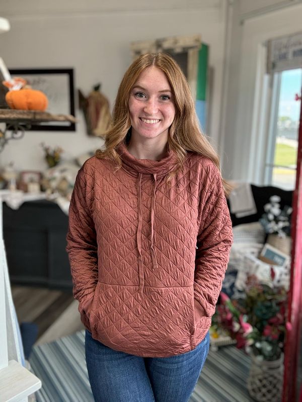 Funnel Neck Quilted Pull Over