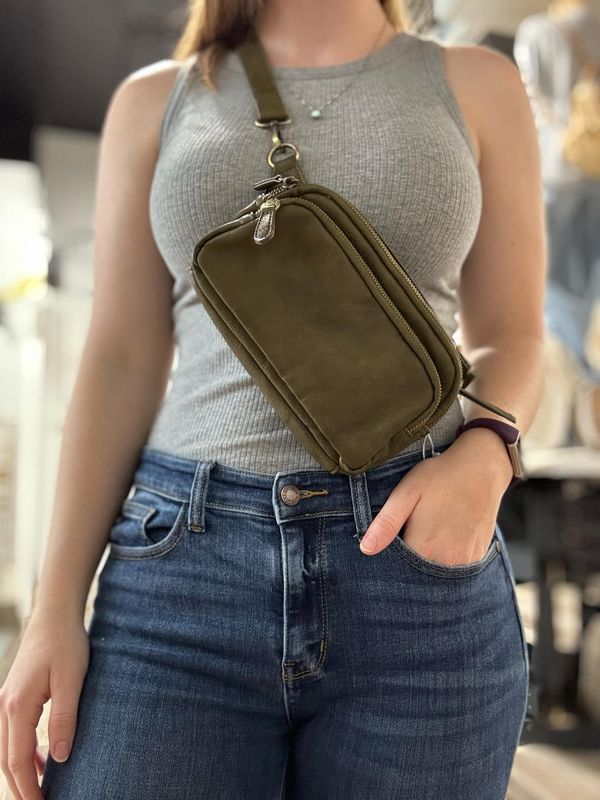 Kylie Double Zip Sling Belt Bag