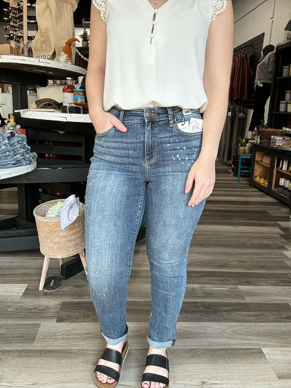 Judy Blue Hi-Rise Bleach Splash BF PLUS