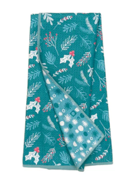 Reversible Teal Botanical Medley Anywhere Towel