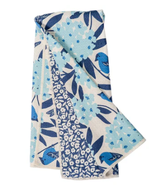 Blue Double-Sided Birdsong Anywhere Towel