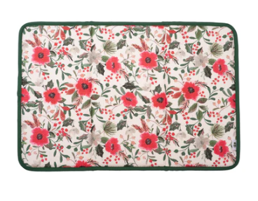 Cream Holiday Floral Drying Mat