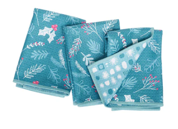 Reversible Teal Botanical Medley Mighty Mini Towel