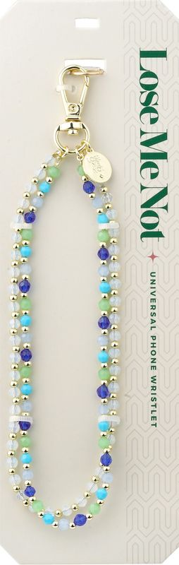 Gold Blue &amp; Green Beaded Lose Me Not Phone Wristlet