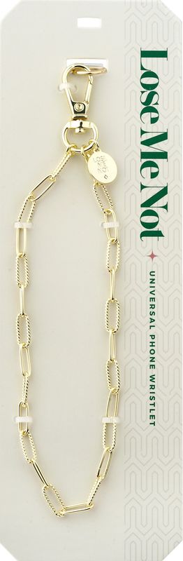 Gold Ribbed Paperclip Lose Me Not Phone Wristlet