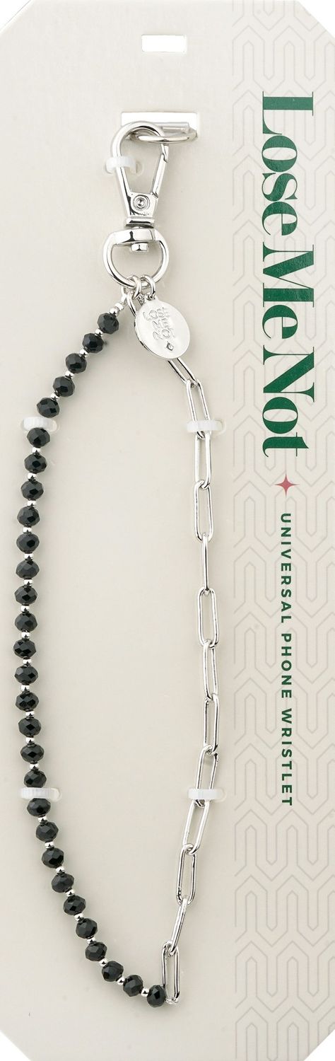 Silver Half &amp; Half Paperclip and Black Facet Lose Me Not Phone Wristlet
