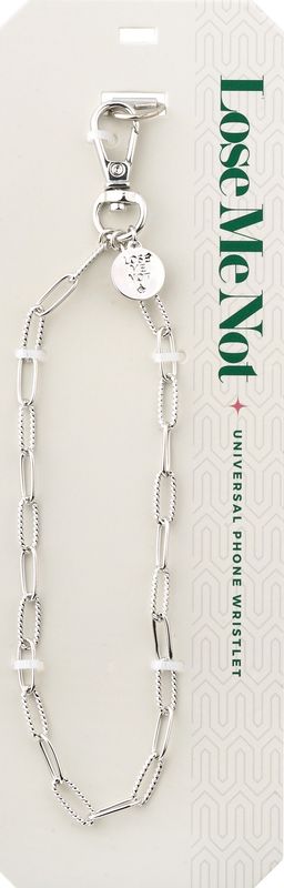 Silver Ribbed Paperclip Lose Me Not Phone Wristlet