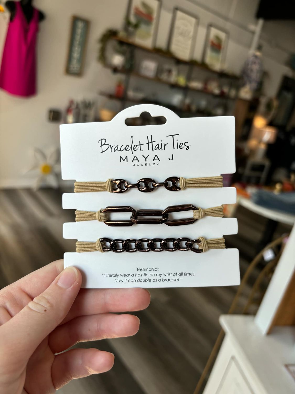 Beige Bracelet Hair Ties, Color: Gunmetal