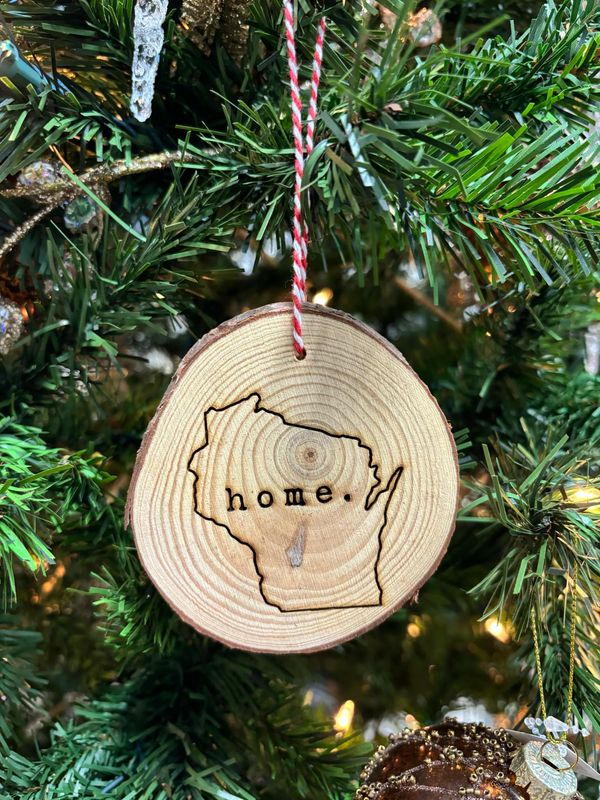 WI Home Wood Ornament