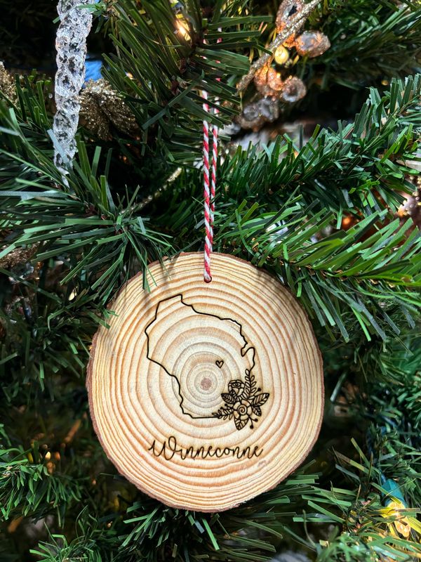 Floral Winneconne WI Wood Ornament