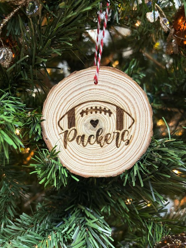 Packers Football Wood Ornament
