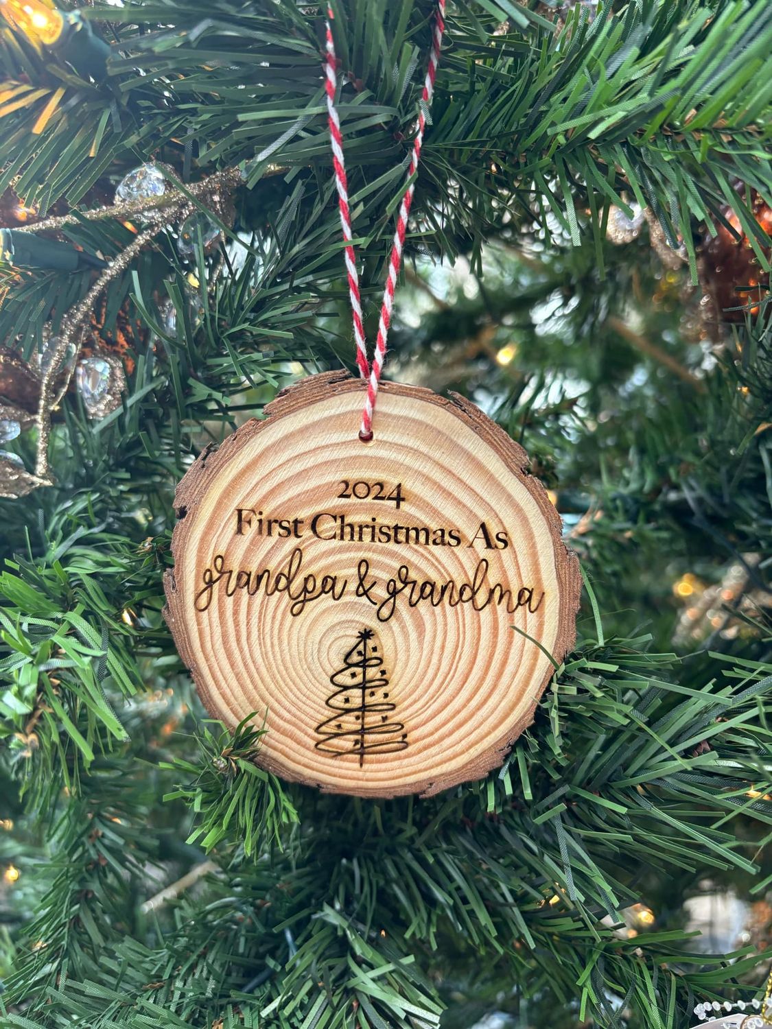 First Christmas Grandpa &amp; Grandma Wood Ornament