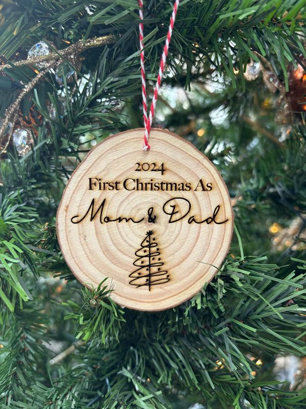 First Christmas Mom &amp; Dad Wood Ornament