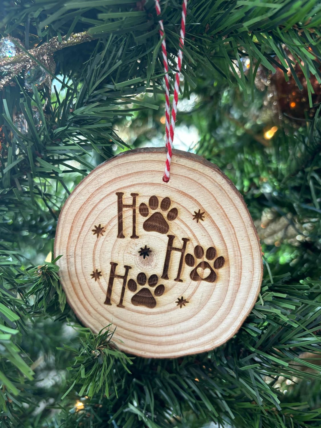 Ho, Ho, Ho Paw Wood Ornament